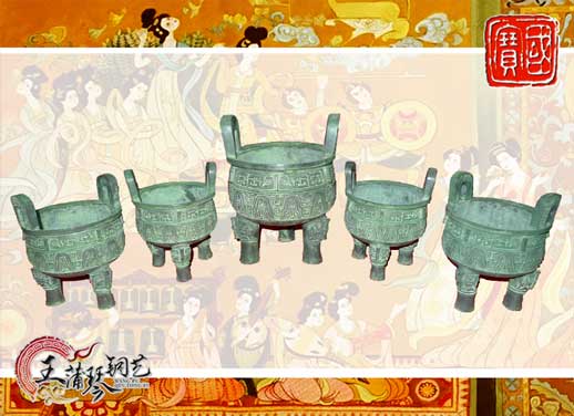 銅鼎，銅五鼎，中國(guó)鼎，佛像用鼎